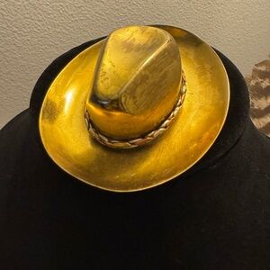Cowboy Hat Western Brooch Made in India Brass Horse  Stetson Ten Gallon Hat